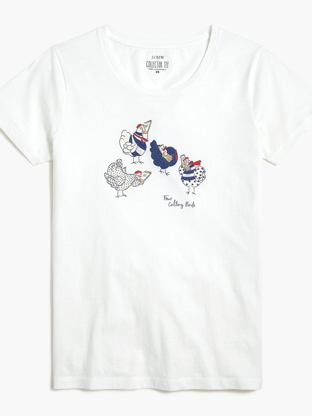 J Crew Factory Four Calling Birds Graphic Tee Size medium